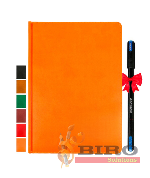 Agendă datată A5, anul 2025, 192 foi, orange + pix PENTONIC CADOU!